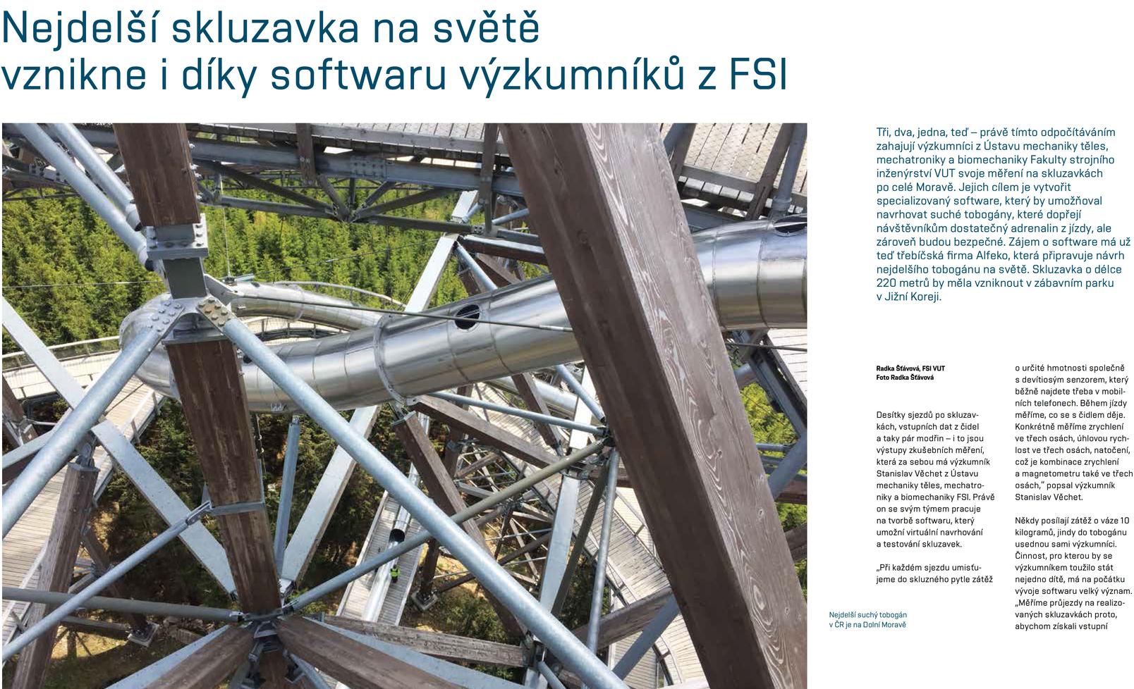 Sken článku v časopise Události z VUT (červen 2019)